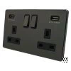 Double13 Amp Plug Socket With 2 USB A Charging Ports - Black Trim