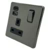 Contemporary Screwless Black Nickel Plug Socket with USB Charging - 1