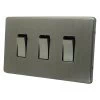 3 Gang 10 Amp 2 Way Light Switches : Black Trim - Double Plate