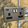 Contemporary Screwless Brushed Nickel Plug Socket with USB Charging - 2