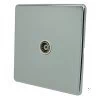 Single Isolated TV | Coaxial Socket : White Trim Contemporary Screwless Polished Chrome TV Socket