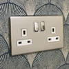 Contemporary Screwless Polished Stainless Switched Plug Socket - 3