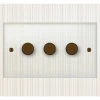 3 Gang 100W 2 Way LED (Trailing Edge) Dimmer Crystal Clear (Bronze) LED Dimmer