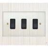 3 Gang Combination 1 x 20amp Intermediate Switch + 2 x 20amp 2 Way Light Switch Crystal Clear (Black) Intermediate Switch and Light Switch Combination