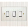 3 Gang Centre Off Retractive Switch Crystal Clear (White) Retractive Centre Off Switch
