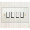 4 Gang Centre Off Retractive Switch Crystal Clear (White) Retractive Centre Off Switch