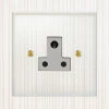 5 Amp Round Pin Plug Socket : White Trim Crystal Clear (Polished Brass) Round Pin Unswitched Socket (For Lighting)