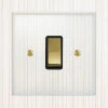 1 Gang Centre Off Retractive Switch : Black Trim Crystal Clear (Polished Brass) Retractive Centre Off Switch