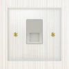 1 Gang Extension Telephone Socket : White Trim Crystal Clear (Polished Brass) Telephone Extension Socket