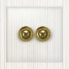 2 Gang Retractive Push Button Switch Crystal Clear (Polished Brass) Retractive Switch