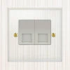 2 Gang Extension Telephone Socket : White Trim Crystal Clear (Polished Brass) Telephone Extension Socket