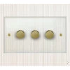 3 Gang 100W 2 Way LED (Trailing Edge) Dimmer Crystal Clear (Polished Brass) LED Dimmer