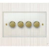 4 Gang 100W 2 Way LED (Trailing Edge) Dimmer Crystal Clear (Polished Brass) LED Dimmer