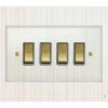 4 Gang Centre Off Retractive Switch : White Trim Crystal Clear (Polished Brass) Retractive Centre Off Switch