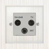 TV Aerial Socket, Satellite F Connector (SKY) and FM Aerial Socket combined on one plate : White Trim