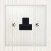 2 Amp Round Pin Plug Socket : Black Trim Crystal Clear (Satin Chrome) Round Pin Unswitched Socket (For Lighting)