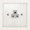 2 Amp Round Pin Plug Socket : White Trim Crystal Clear (Satin Chrome) Round Pin Unswitched Socket (For Lighting)