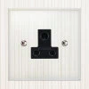 5 Amp Round Pin Plug Socket : Black Trim Crystal Clear (Satin Chrome) Round Pin Unswitched Socket (For Lighting)