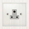 5 Amp Round Pin Plug Socket : White Trim Crystal Clear (Satin Chrome) Round Pin Unswitched Socket (For Lighting)