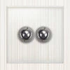 2 Gang Retractive Push Button Switch Crystal Clear (Satin Chrome) Retractive Switch