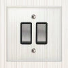 2 Gang 20 Amp 2 Way Light Switches : Black Trim Crystal Clear (Satin Chrome) Light Switch