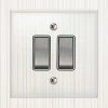 2 Gang Combination 1 x 20amp Intermediate Switch + 1 x 20amp 2 Way Light Switch : White Trim Crystal Clear (Satin Chrome) Intermediate Switch and Light Switch Combination