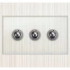 3 Gang Retractive Push Button Switch Crystal Clear (Satin Chrome) Retractive Switch