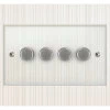 4 Gang 400W 2 Way Dimmer (Mains and Low Voltage) Dimmer Crystal Clear (Satin Chrome) Intelligent Dimmer