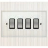 4 Gang 20 Amp 2 Way Light Switches : Black Trim Crystal Clear (Satin Chrome) Light Switch