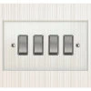 4 Gang Centre Off Retractive Switch : White Trim Crystal Clear (Satin Chrome) Retractive Centre Off Switch