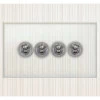 4 Gang 20 Amp 2 Way Toggle Light Switches Crystal Clear (Satin Chrome) Toggle (Dolly) Switch