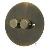 Disc Antique Brass LED Dimmer and Push Light Switch Combination - 1