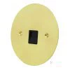 1 Gang - Single telephone extension point : Black Trim Disc Polished Brass Telephone Extension Socket