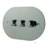3 Gang : 1 x LED Dimmer + 2 x 2 Way Push Switch Disc Polished Chrome LED Dimmer and Push Light Switch Combination