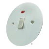 1 Gang - Used for heating and water heating circuits. Switches both live and neutral poles : White Trim Disc Satin Chrome 20 Amp Switch