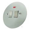 With Neon - Fused outlet with on | off switch and indicator light : White Trim Disc Satin Chrome Switched Fused Spur