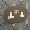 Disc Satin Stainless Switched Plug Socket - 1