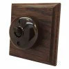 1 Brown Dome Switch on Square Wooden Pattress