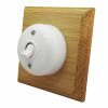 1 White Dome Switch on Square Wooden Pattress