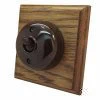 1 Brown Dome Switch on Square Wooden Pattress
