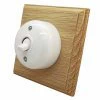 1 White Dome Switch on Square Wooden Pattress