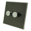 2 Gang 100W 2 Way LED (Trailing Edge) Dimmer Dorchester Black Nickel Chrome Trim LED Dimmer