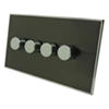 Dorchester Black Nickel Chrome Trim LED Dimmer and Push Light Switch Combination - 1