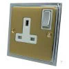 More information on the Duo Satin Brass / Polished Chrome Edge Duo Switched Plug Socket