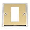 Single 1 Module Plate - the Single Module Plate will accept 1 Module Duo Satin Brass / Polished Chrome Edge Modular Plate