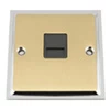 1 Gang - Single master telephone point (only 1 master point required per line - use extension sockets for additional points) : Black Trim Duo Satin Brass / Polished Chrome Edge Telephone Master Socket