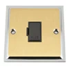 Fused outlet not switched : Black Trim Duo Satin Brass / Polished Chrome Edge Unswitched Fused Spur