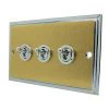 Duo Satin Brass / Polished Chrome Edge Toggle (Dolly) Switch - 2