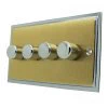 Duo Satin Brass / Polished Chrome Edge LED Dimmer and Push Light Switch Combination - 2