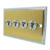 Duo Satin Brass / Polished Chrome Edge Toggle (Dolly) Switch - 3